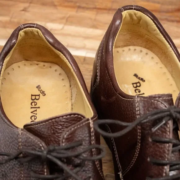 STUDIO BELVEDERE BAY BRIDGE MEN’S Brown Leather Oxford Shoes Sz 10 EEE MSRP $130